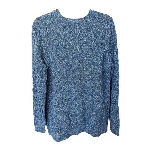 Women's NWT Lands End Cable Knit Blue Marled Crewneck Drifter Sweater Size XL - Picture 7 of 7